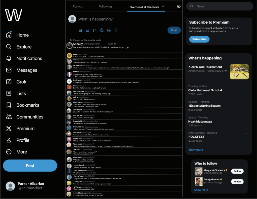 Centerfold: Overheard at&nbsp;Chadwick